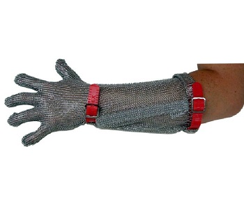 Chain Mesh Cuff Glove Med Red