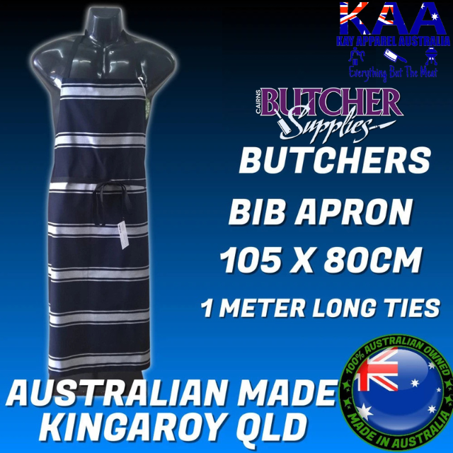 Cloth Bib Apron Navy/White